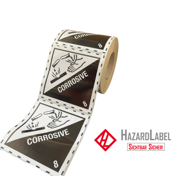 Hazard Label Class 8, 10x10 cm, Paperlabel, CORROSIVE